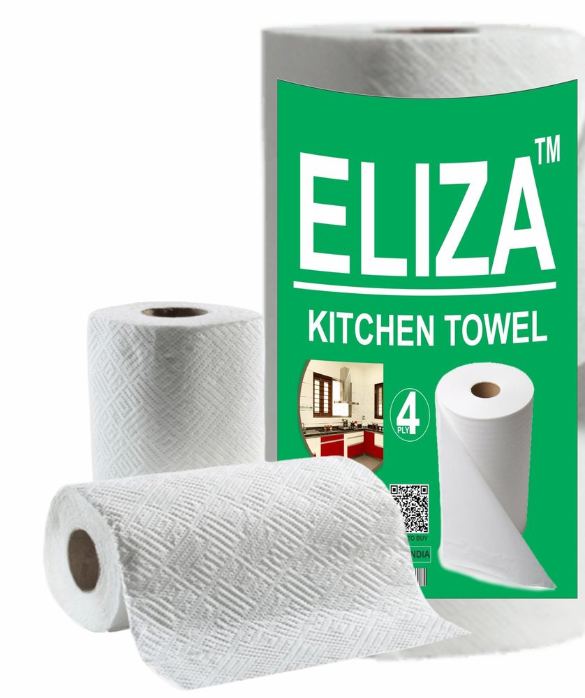 Eliza Premium 4 Ply Kitchen Towel Tissue Paper Roll - Pack of (60 Pulls Per Roll 4ply, 60 Sheets)