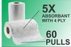 Eliza Premium 4 Ply Kitchen Towel Tissue Paper Roll - Pack of (60 Pulls Per Roll 4ply, 60 Sheets) view 2