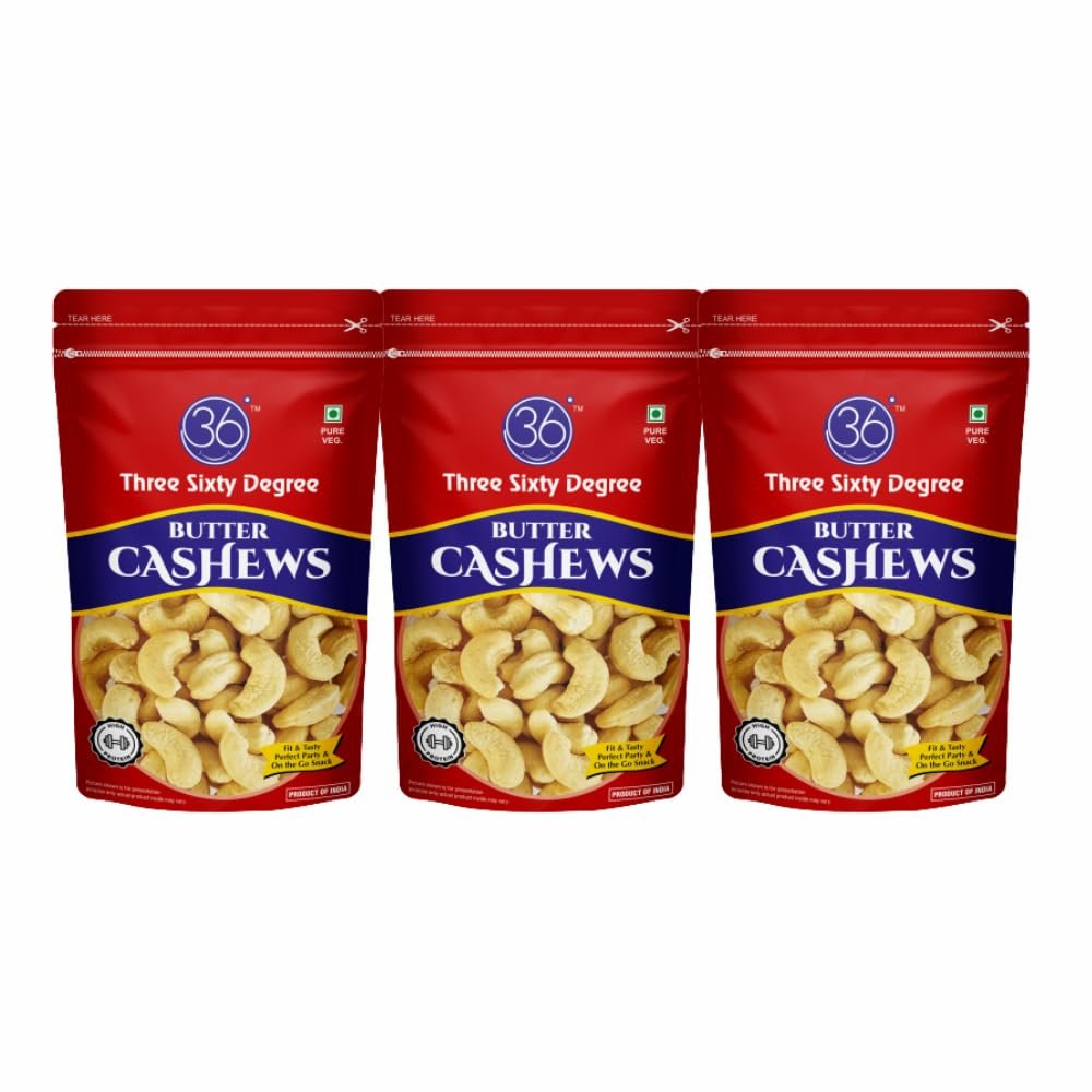 360 Three Sixty Degree Roasted Black Pepper Kali Mirch Masala Cashews Zipper|Crunchy Cashew|Salty Kaju|Kaju Dry Fruit|Zero Oil Added|Oven Roasted|Tasty&Nutritious|3 Packs X 60 Grams = 180 Grams