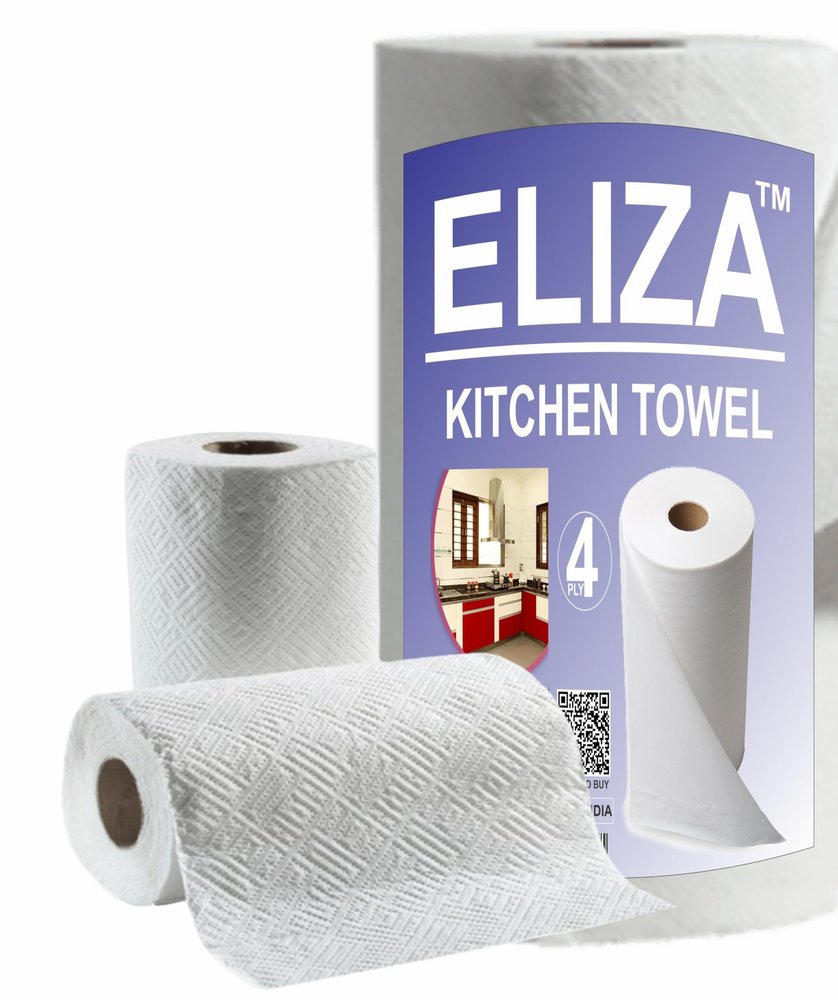 Eliza 4 Ply Kitchen Towel Tissue Paper Roll - Pack of 1 (80 Pulls Per Roll 4ply, 80 Sheets)