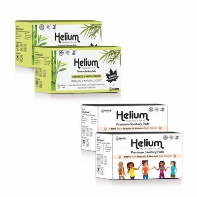 CHESTA FORMULATION New Helium 96 Bamboo + Organic Soft Cotton Sanitary Pad For Women | Regular & Heavy Flow Pads Pure Cotton 100% Rash-Free-Periods Full-Day & Full-Night (Bamboo 48 R + Organic 48 H)