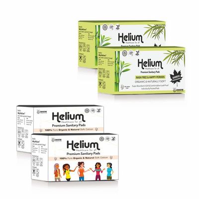 CHESTA FORMULATION New Helium 96 Bamboo + Organic Soft Cotton Sanitary Pad For Women | Regular & Heavy Flow Pads Pure Cotton 100% Rash-Free-Periods Full-Day & Full-Night (Organic 48 H + Bamboo 48 R)