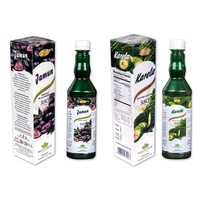 INDO BIO ORGANICS Karela Juice and Jamun Juice 500ml Sugar free Juice with No Added Color or Flavour Helps Maintain Healthy Digestion - 500ml