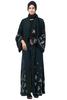 Mallika Front Open Front & Back sleeve Embroidered with Hijab Abaya cum Kaftan (4XL) view 1