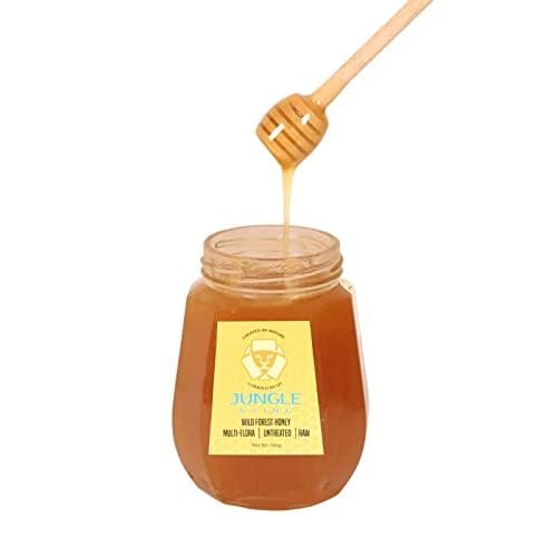JUNGLE STING 100% Pure-Raw and Unprocessed Honey Collected From Wild Forest Hives, Naturally Sweet Without Added Extra Sugar, Unheated & Contains no preservatives, Natural Honey Flavour 500 gm