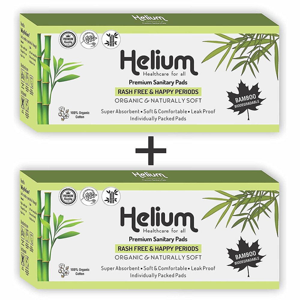 CHESTA FORMULATION New Helium Biodegradable Bamboo Premium Sanitary Pads - (Pack Of 2 * 25 = 50 Pads - XL-290MM+XXL-330mm) Pure Cotton 100% Rash-Free-Periods Full-Day & Full-Night High Absorbent