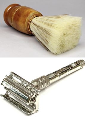 Double Edge Brass Smooth Safety Shaving Razor With Butterfly open Mechanism & Premium Wooden Shaving Brush Combo - HR3