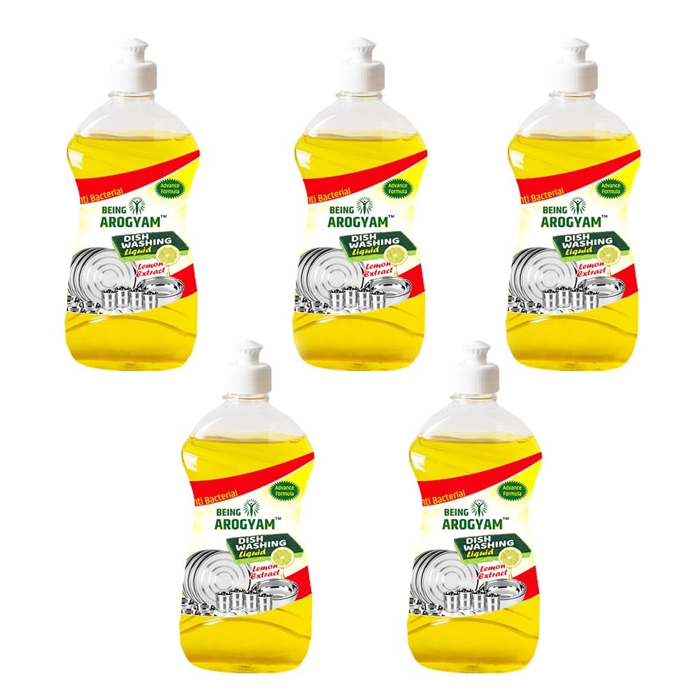 Being Arogyam Dish Wash Gel | 2x faster Liquid with Active Salt & Utensils | Dish Wash Liquid | Gentle on Hands | 250 ml | Pack of 5