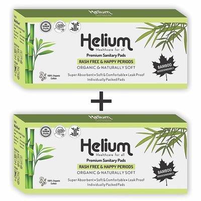 CHESTA FORMULATION New Helium Biodegradable Bamboo Premium Sanitary Pads - (Pack Of 2 * 25 = 50 Pads - XXL-330mm) Pure Cotton 100% Rash-Free-Periods Full-Day & Full-Night High Absorbent