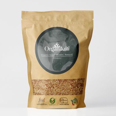 Organikriti Organic Sugar (Natural) Brown | Enriched with Essentials Nutrients | from Freshly Squeezed Sugar Cane Juice | Healthy and Natural Brown Sugar - 2Kg