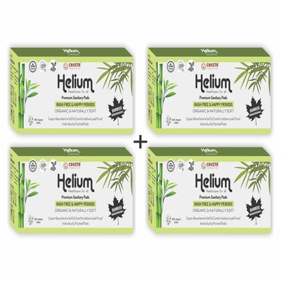 CHESTA FORMULATION New Helium Biodegradable Bamboo Premium Sanitary Pads - (Pack Of 4 * 20 = 80 Pads - XL-290MM+XXL-330mm) Pure Cotton 100% Rash-Free-Periods Full-Day & Full-Night High Absorbent
