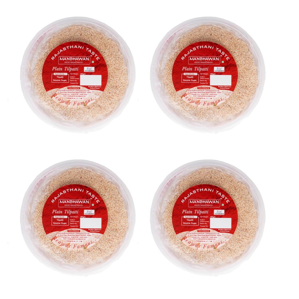 MANBHAWAN Plain Tilpatti | Tilpatti Combo Beawar | Sesame Chikki | 500gm*4