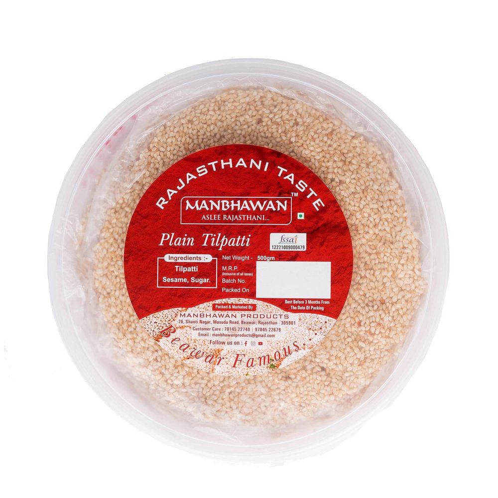 MANBHAWAN Plain Tilpatti | Tilpatti Combo Beawar | Sesame Chikki | 500gm*1