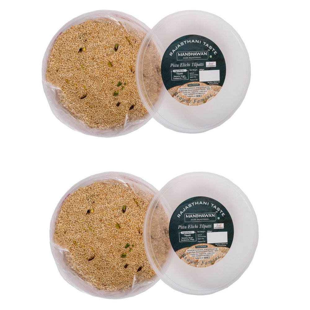 MANBHAWAN Pista Elaichi Til patti Beawar 500 * 2 |Til Gud Patti |Sesame Jaggery Pista Patti |India traditional sweets