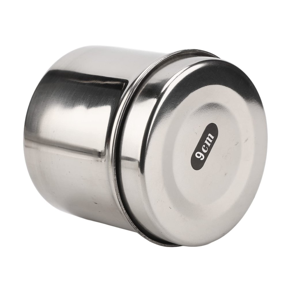 Ubersweet Commode Table Top Storage Box Durable Round Hard Stainless Steel Storage Cans With Detachable Lid Home For Dentist For Hospital (9cm)
