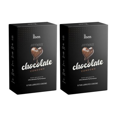 ForMen JOYMAX Chocolate Lubricated Condoms for Men | With Disposable Pouches (Pack of 2)