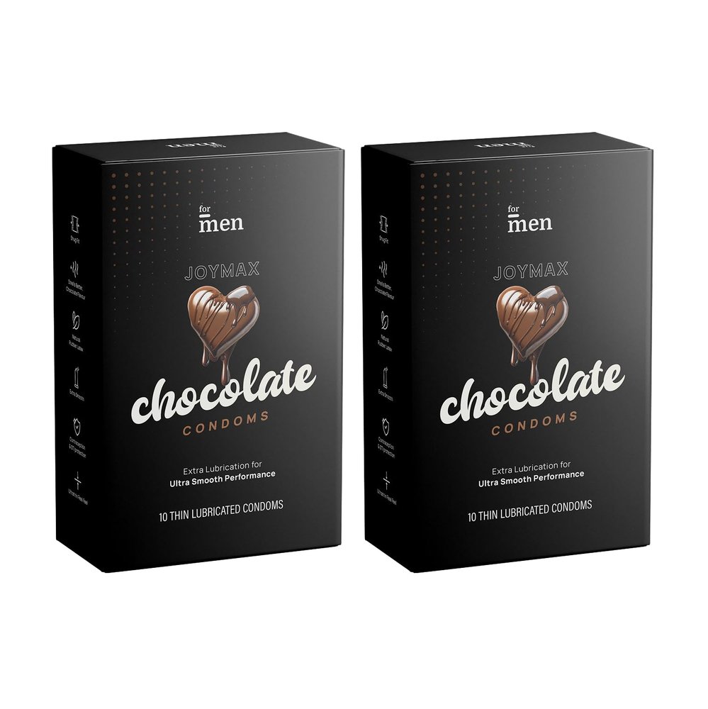 ForMen JOYMAX Chocolate Lubricated Condoms for Men | With Disposable Pouches (Pack of 2)