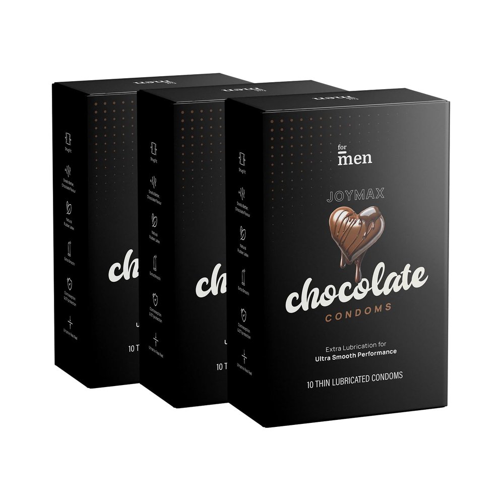 JoyMax Chocolate Condoms for Men | Ultra-Thin, Smooth & Flavoured Protection Pack of 3, (10 sheets each)