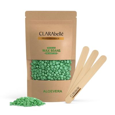 Clarabelle Aloe Vera Hard Wax Beans | Painless Stripless Hair Removal for Women & Men | For Bikini Line, Upper Lips, Arms, Legs, Underarms & Full Body | Soothes Sensitive Skin (100g)