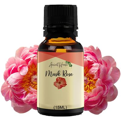 ANCIENT HEALER Musk Rose Essential Oil - 15ml | Natural & Organic Scent Oil for Skin, Face, Hair, Aromatherapy, Candle Making | Pure Musk Rose Oil for Skincare and Relaxation
