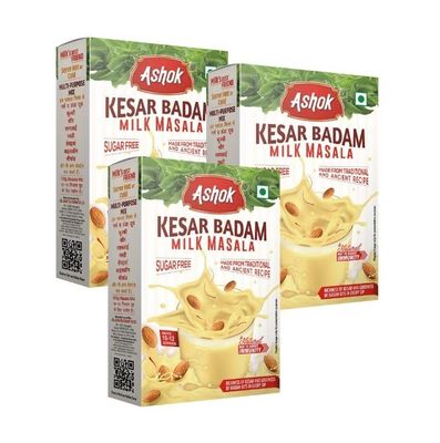 Ashok Kesar Badam Milk Masala Powder (Sugar Free Kesar Badam, Pack of 3)