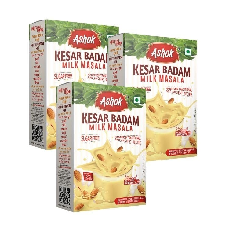 Ashok Kesar Badam Milk Masala Powder (Sugar Free Kesar Badam, Pack of 3)