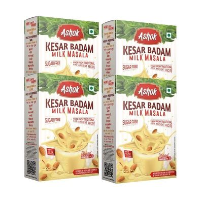 Ashok Kesar Badam Milk Masala Powder (Sugar Free Kesar Badam, Pack of 4)