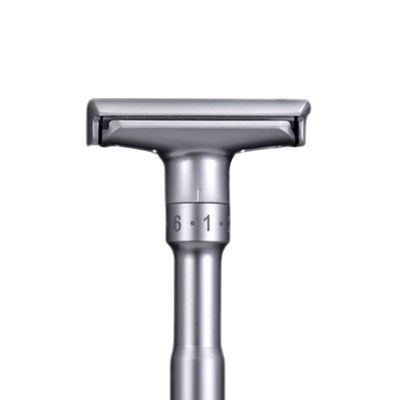 Adjustable Double Edge Safety Razor with Stand Holder Portable Manual Shaver Silver