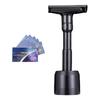 Adjustable Double Edge Safety Razor with Stand Holder Portable Manual Shaver Black view 3