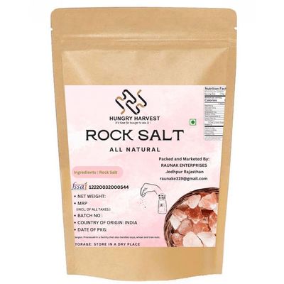 HUNGRY HARVEST Rock Salt Crystal Chunks Stone| Himalayan Pink | Sendha Namak Healthy Cooking No Adulteration (100 Grams)