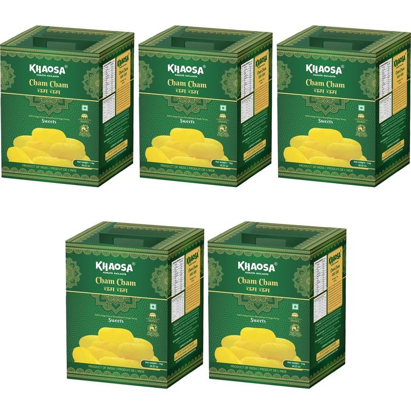 Khaosa Cham-Cham | 5Kg | Authentic Bikaneri Dessert | Soft and Spongy Sweets | Exotic Flavours | Gift-Worthy | 16 Pieces Each  Pack of 5