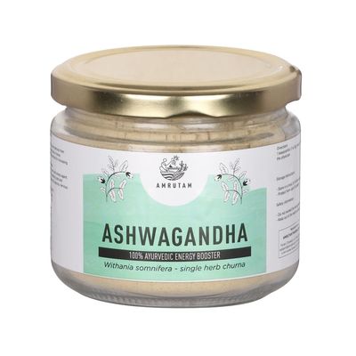 AMRUTAM Ashwagandha Powder/Churna - 125g | Boosts Strength, Stamina & Energy | Anxiety & Stress Relief | Improves Sleep | Withania Somnifera | 100% Pure & Natural | AYUSH Certified
