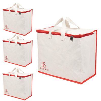 BLACKBOXES Canvas Reinforced Cotton Handles with Multipurpose Clothes Storage Organizer For Grocery vegetable shopping and Covers Zip Bags (Pack of 4)