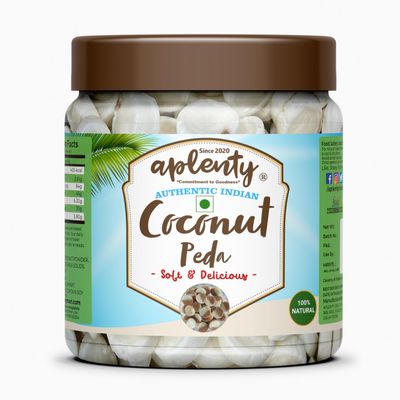 Aplenty Coconut Peda Sikka | Kesari Badam Goli Soft & Chewy Nariyal Peda | Real Coconut Toffee Candy | Coconut Milky Candy Dollar Caramels Kamal Peda (900g)