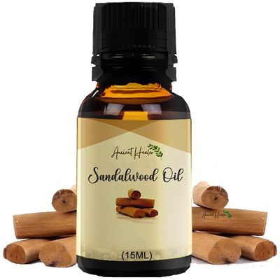 ANCIENT HEALER Sandalwood Essential Oil | Natural & Organic Oil for Skin, Face, Hair, Aromatherapy & Candle Making | Pure Oil for Skincare & Relaxation | Diffuser & Candle Making Ingredient - 15ml