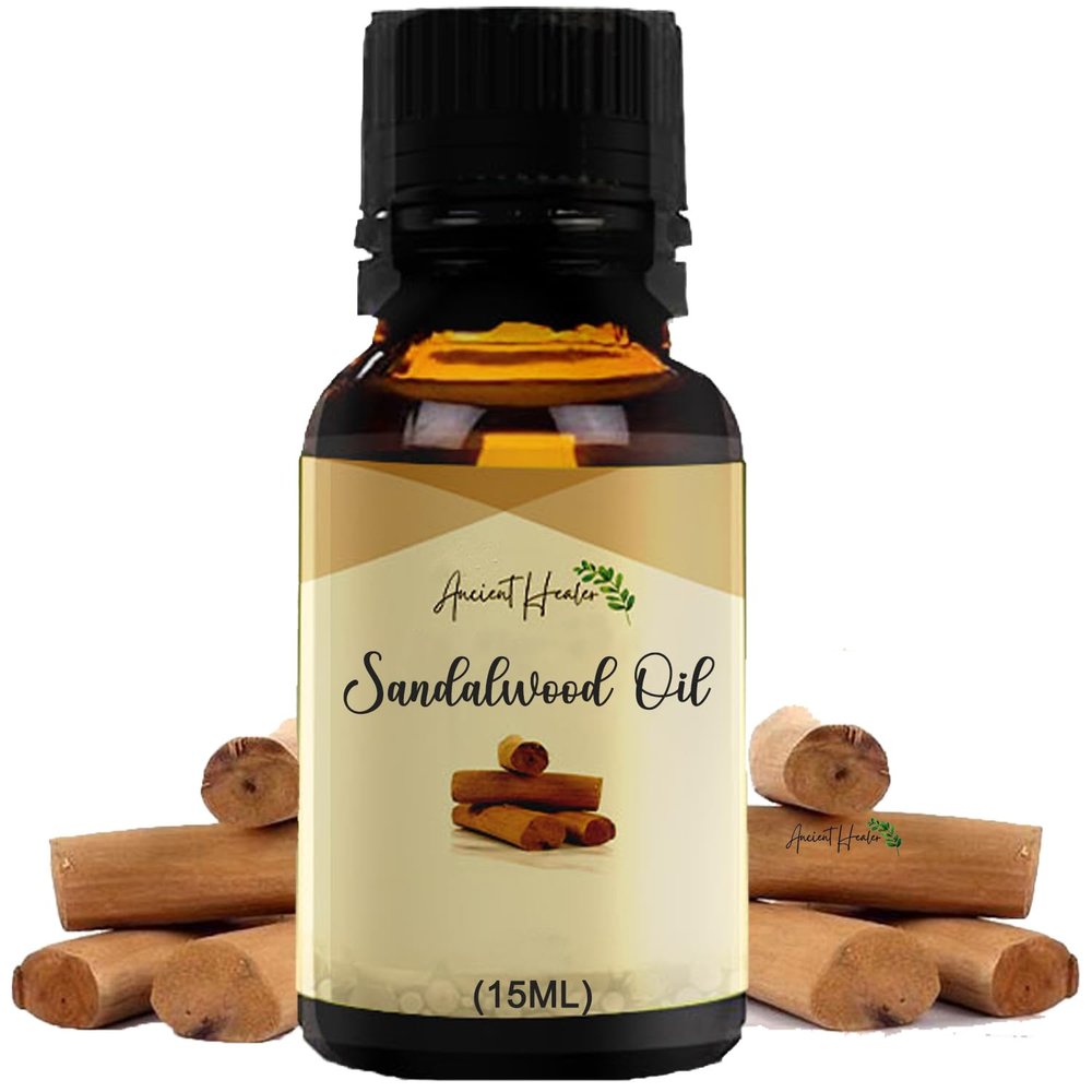 ANCIENT HEALER Sandalwood Essential Oil | Natural & Organic Oil for Skin, Face, Hair, Aromatherapy & Candle Making | Pure Oil for Skincare & Relaxation | Diffuser & Candle Making Ingredient - 15ml