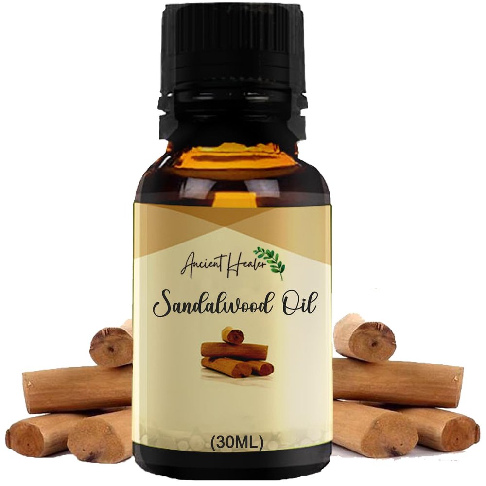ANCIENT HEALER Sandalwood Essential Oil | Natural & Organic Oil for Skin, Face, Hair, Aromatherapy & Candle Making | Pure Oil for Skincare & Relaxation | Diffuser & Candle Making Ingredient - 30ml