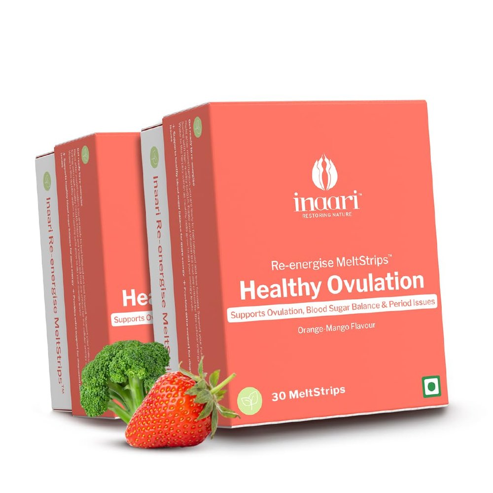 Inaari Re-energise Oral Strips | Nutrition For Women Planning Pregnancy | Plant-Based | Free Travel Pouch | 1 Pack: 30 Oral Strips (Pack of 2)