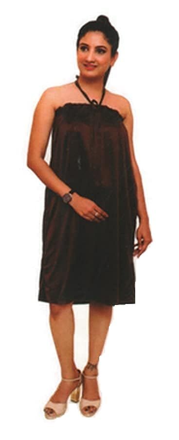 F Falkiya Facial Care Parlor Body Massage Beauty Salon Spa Waxing Gown | Free Size Reusable Multipurpose Makeup Maxi Gown for Women's (Brown) (Pack of 1)