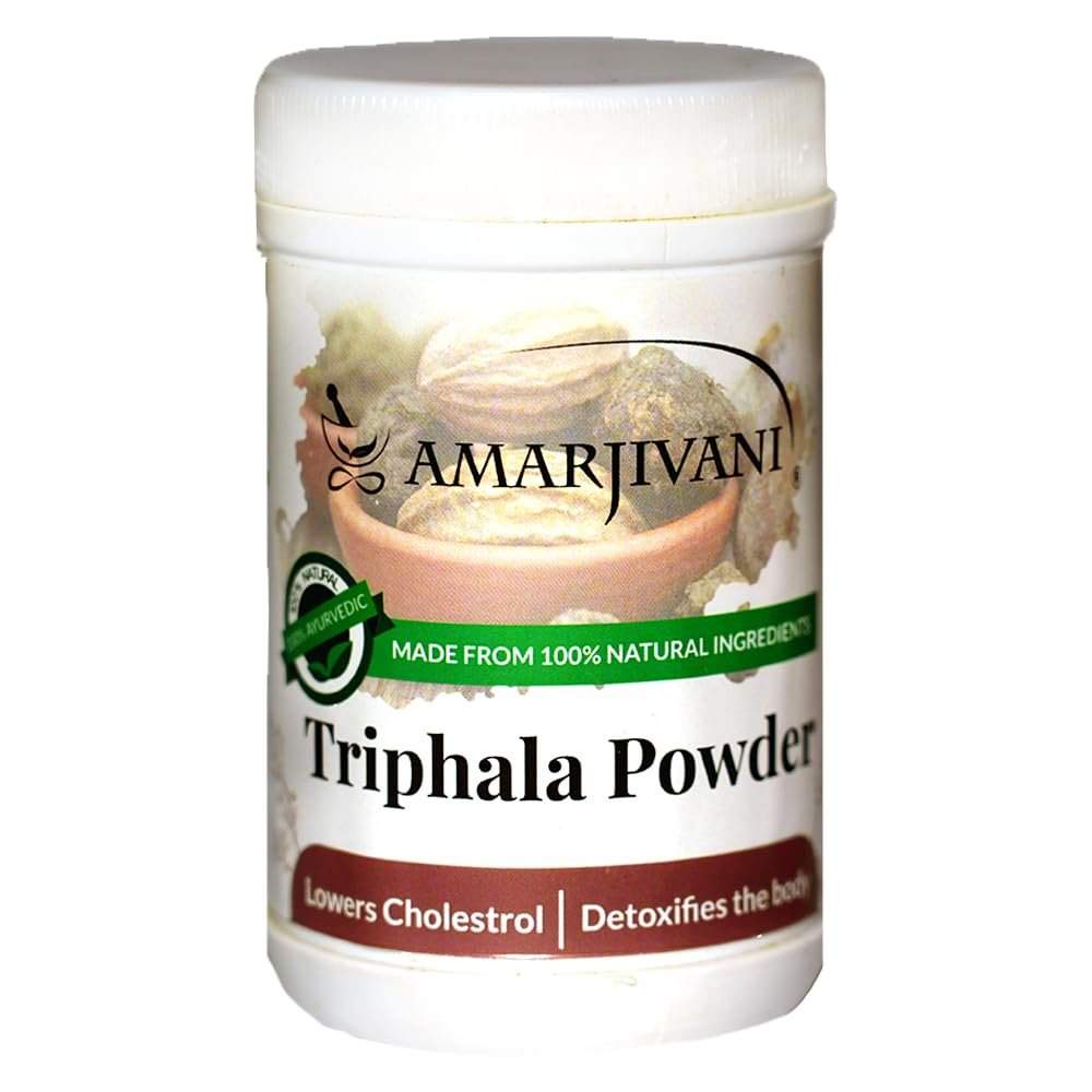Amarjivani Triphala Churna - Ayurvedic Organic Triphala Powder for Constipation Relief and Acidity - Supports Digestive Health