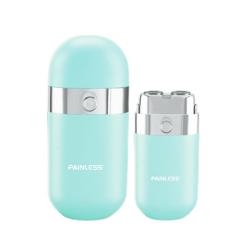 Painless Portable double blade Facial Hair Remover for Women,Waterproof Shaver Painless Instant Hair Removal Device for Chin/Upper Lip (Sky Blue)
