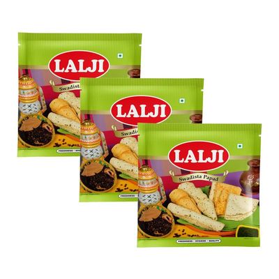 Lalji Foods Swadista Bikaneri Papad 1.2Kg (400Gm x 3) Crispy and Flavorful Indian Papad | Authentic Taste