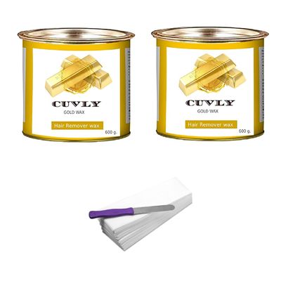 CUVLY Women Waxing Hair Removal Wax, Waxing Kit, Hair Removal Body Wax - (Pack of Gold Wax 600 Gm + 600 Gm + 35 Waxing Strips + Knife)