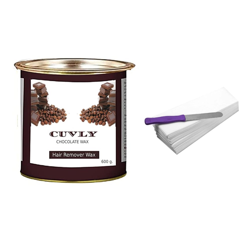 CUVLY Wax for Women,Wax Waxing Hair Removal Wax, Waxing Kit, Hair Removal Body Wax - (Chocolate wax 600 g + 30 Waxing Strips + Knife)