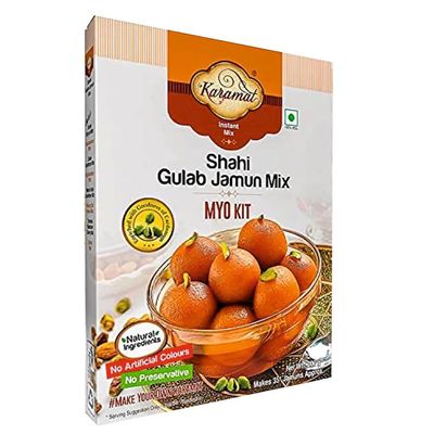 Karamat Shahi Gulab Jamun Mix (Veg, 200g. Mix, Upto 35* Jamuns), MYO, No Artificial Colour, No Preservatives, Instant Gulab Jamun Mix, Grand Sweets