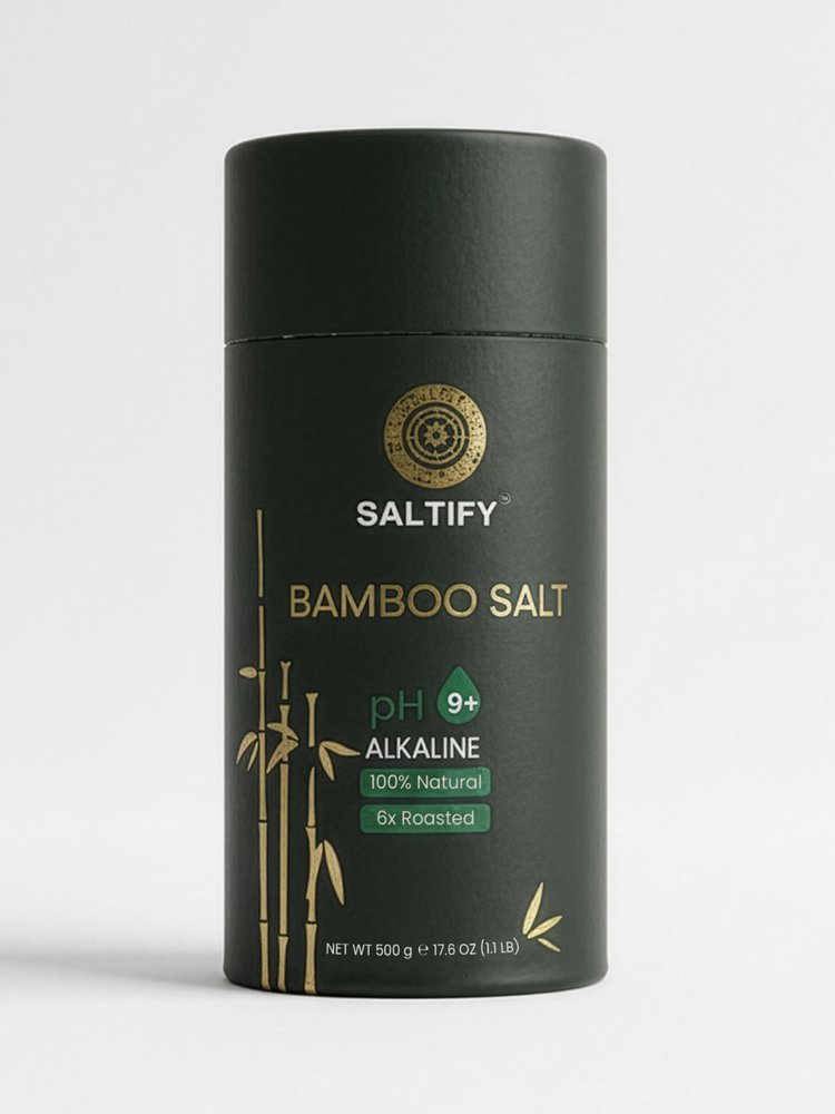 Saltify 6x Bamboo Salt | pH 9+ Alkaline | Six Times Roasted | Antioxidant | Anti-inflammatory | Natural Detox & Mineral-Rich Salt for Wellness | For Cooking | Skincare | Oral care | No Anti-Caking Agent | Powdered (500 g)