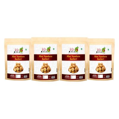 90's MILL Aslee Marwar Ka Masala Kachori | Namkeen Masala Kachaudee | Classic Mini Kachauri with Exquisite Fillings Irresistibly Crunchy for Perfect Snacking||Fry in Peanut oil-1Kg*4Pack
