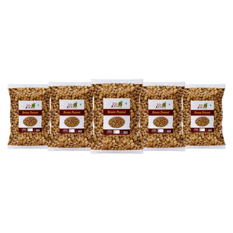 90's MILL Authentic Bikaneri Spicy Coated Peanuts Nut Cracker - Indian Namkeen Snack - Chatpata Masala Mungfali | Special Masala Kadalai (Peanuts Pakoda) Ready to Eat Savoury Snack-1Kg*5Pack