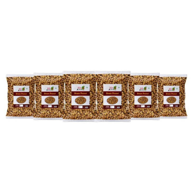 90's MILL Besan Java Nuts Ready to Eat Nut Cracker Namkeen Tasty Peanuts with Masala Coated | Crispy Peanuts Moongfali Daane | Chemical Free Spicy Healthy Indian Snacks-1Kg*6Pack