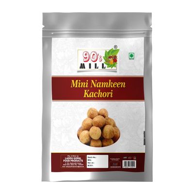 90's MILL Ready to Eat Snack Mini Kachauri Indian Namkeen Nashta | Dal Kachori Baked Masala Moong Mung Dal Gol Kachaudee | Mini Kachori for Evening Tea Time Snack Fry in Peanut oil-250 * 1Pack